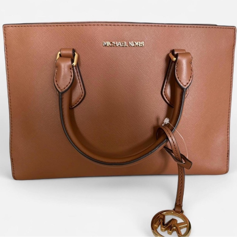 Michael Kors Brown Leather Satchel with Saffiano Texture